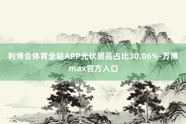 利博会体育全站APP光伏居品占比30.06%-万博max官方入口