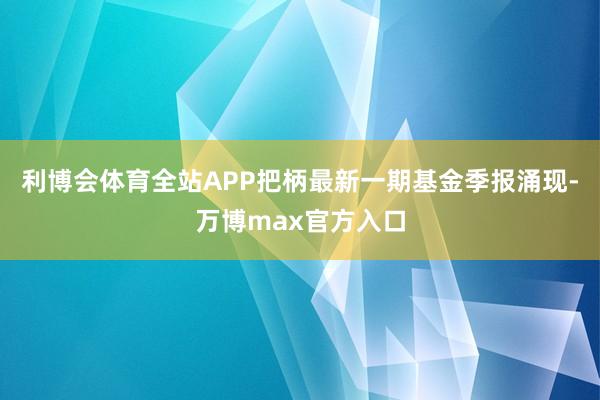 利博会体育全站APP把柄最新一期基金季报涌现-万博max官方入口