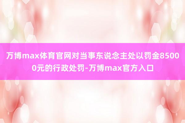 万博max体育官网对当事东说念主处以罚金85000元的行政处罚-万博max官方入口