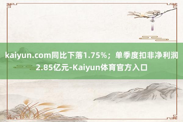 kaiyun.com同比下落1.75%；单季度扣非净利润2.85亿元-Kaiyun体育官方入口